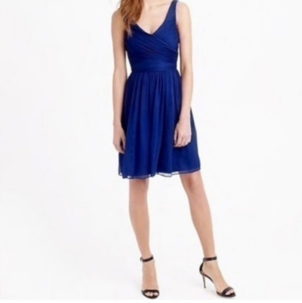 J. Crew Silk Chiffon Heidi Blue Dress 8P